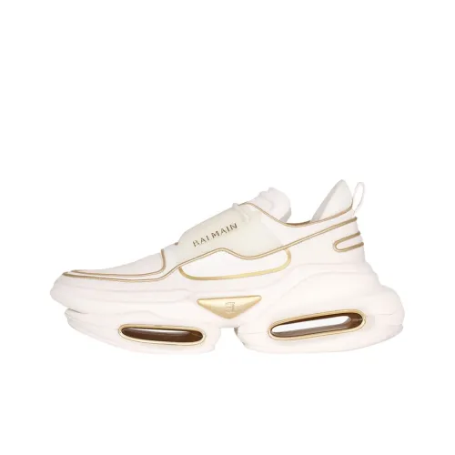 BALMAIN B Bold Chunky Sneakers Women's Low Top White Gold