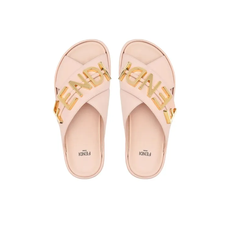 FENDI Lettering Logo Flat Slides-3
