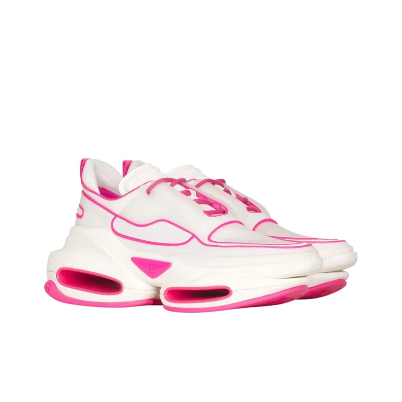 BALMAIN B Bold Chunky Sneakers Women's Low Top White Pink-1