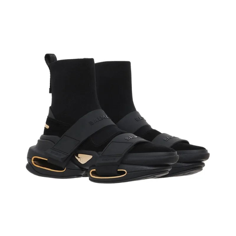 BALMAIN B-Bold Wear-Resistant High-Top Casual Shoes Women's Black-2