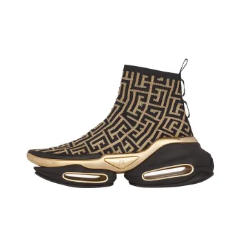 BALMAIN B Bold Chunky Sneakers Women's High Top Black Gold