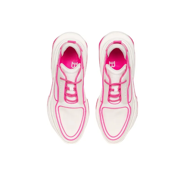 BALMAIN B Bold Chunky Sneakers Women's Low Top White Pink-2