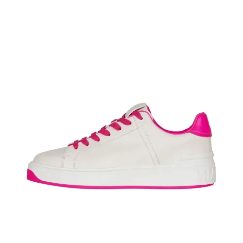 BALMAIN B-Court Skateboard Shoes Women's Low-Top White/Pink