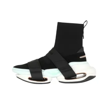 BALMAIN B Bold Chunky Sneakers Women's High Top Black White Green