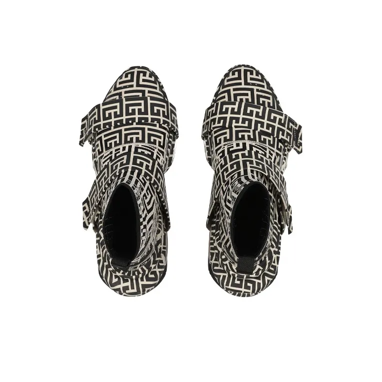 BALMAIN B Bold Chunky Sneakers Men High Top Black/White-2