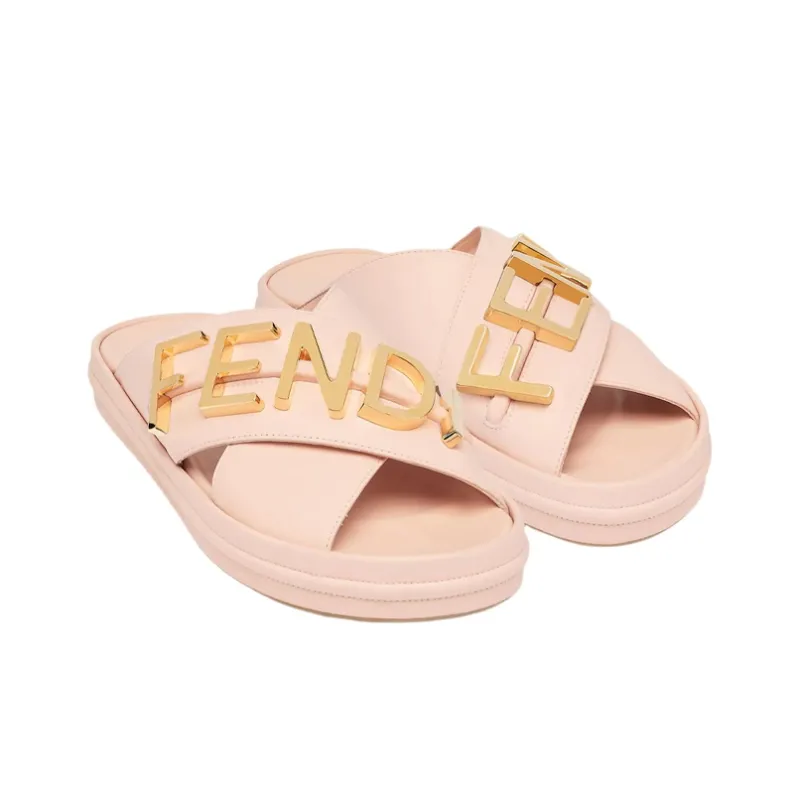 FENDI Lettering Logo Flat Slides-1