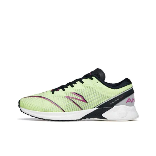 ANTA Running Collection Running Shoes Men Low-Top Fluorescent Shimmering Green/Black/Ivory White