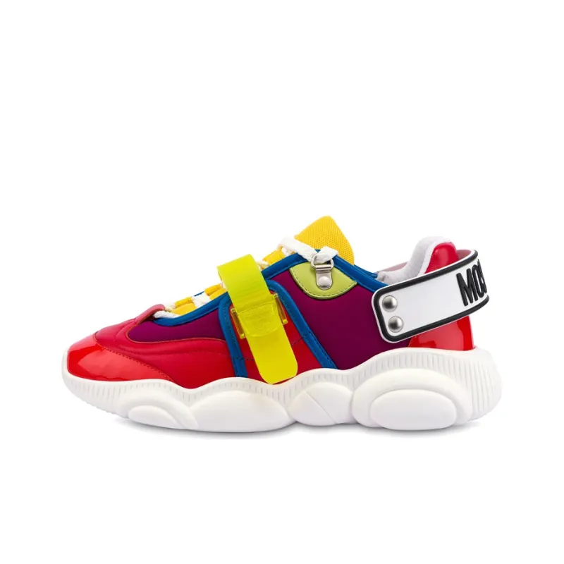 MOSCHINO Teddy Chunky Sneakers Women's Low Top Red/Yellow/Purple-0