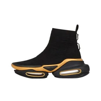 BALMAIN B Bold Cushioning Anti Slip And Wear Resistant Coverage High Top Casual Shoes Women's Black Gold