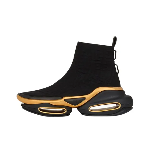 BALMAIN B Bold Cushioning Anti Slip And Wear Resistant Coverage High Top Casual Shoes Women's Black Gold