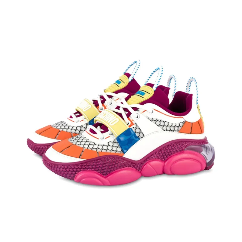 MOSCHINO Teddy Chunky Sneakers Women's Low Top White/Purple/Pink-1