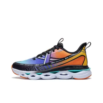 XTEP Cushioning Anti Slip Wear Resistant Breathability Low Top Running Shoes Men's Green Orange Black RotPRO