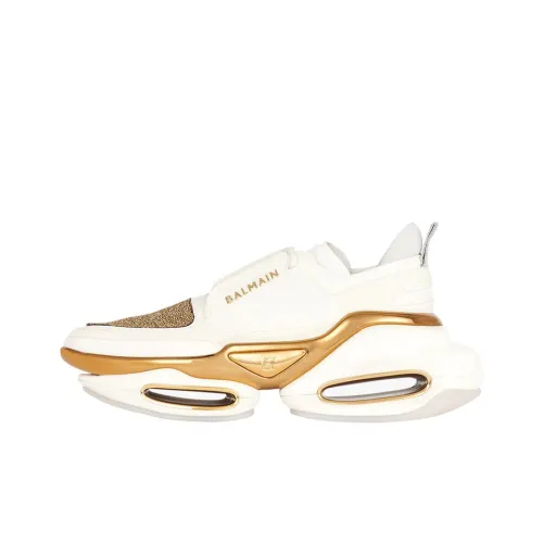 BALMAIN B Bold Chunky Sneakers Women's Low Top White Gold