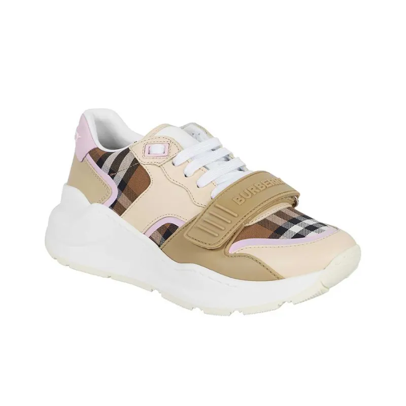 Burberry Ramsey Abrasion Resistant Low Top Sports Casual Shoes Women's Yellow Pink White-3