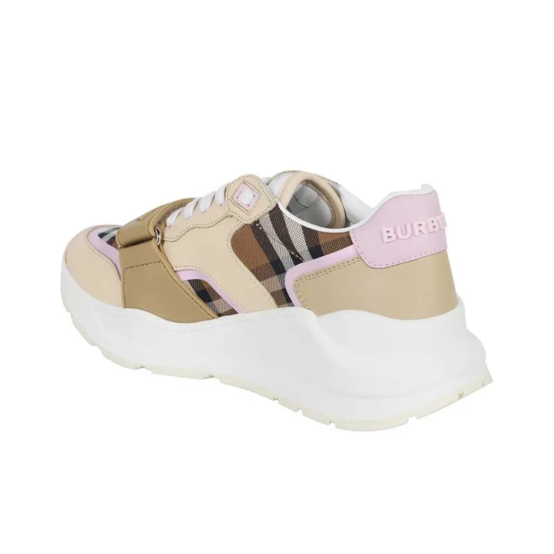 Burberry Ramsey Abrasion Resistant Low Top Sports Casual Shoes Women's Yellow Pink White-4