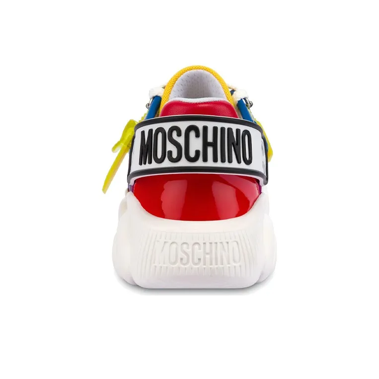 MOSCHINO Teddy Chunky Sneakers Women's Low Top Red/Yellow/Purple-2