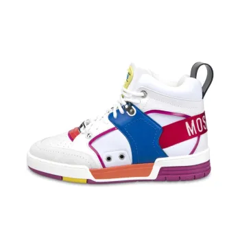 MOSCHINO Streetball Cushioning Anti-Slip And Wear-Resistant High-Top Casual Shoes Women's White Blue Red