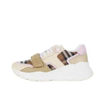 Burberry Ramsey Abrasion Resistant Low Top Sports Casual Shoes Women's Yellow Pink White