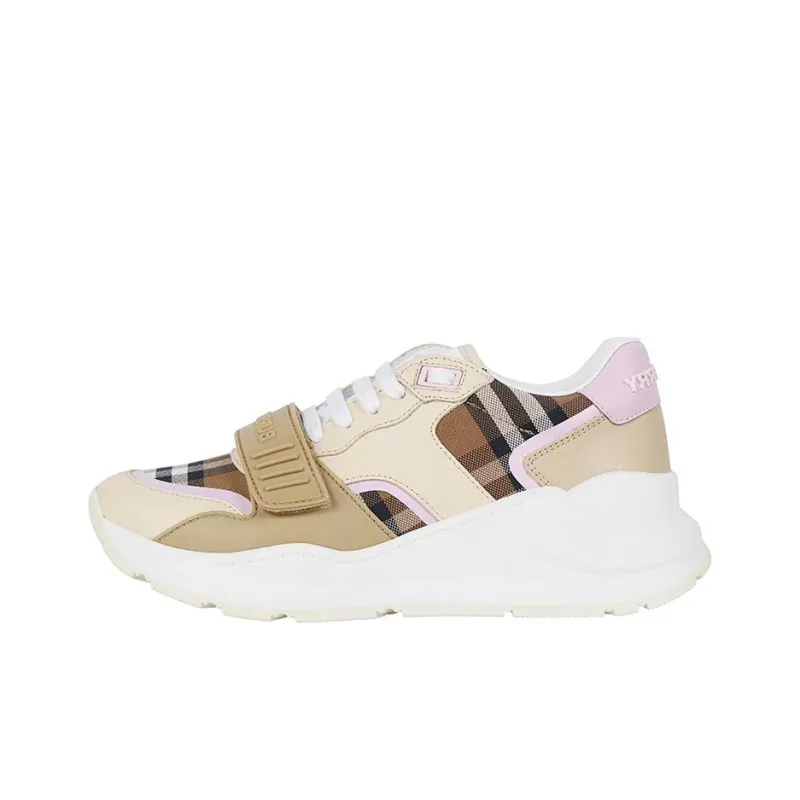 Burberry Ramsey Abrasion Resistant Low Top Sports Casual Shoes Women's Yellow Pink White-0