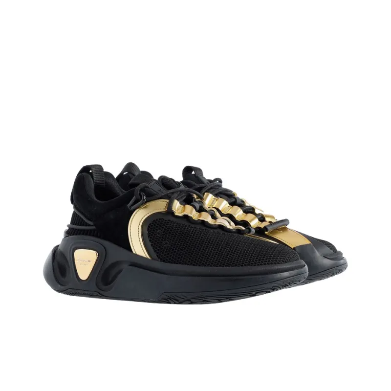 BALMAIN B-Runner Cushioning Anti-Slip Wear-Resistant Breathability Low-Top Casual Shoes Women's Black Gold-1