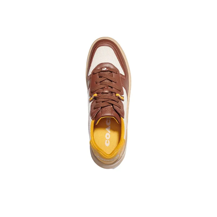 COACH CitySole CITYSOLE COURT Low Top Stylish Skateboarding Shoes Men's Brown Yellow White-3