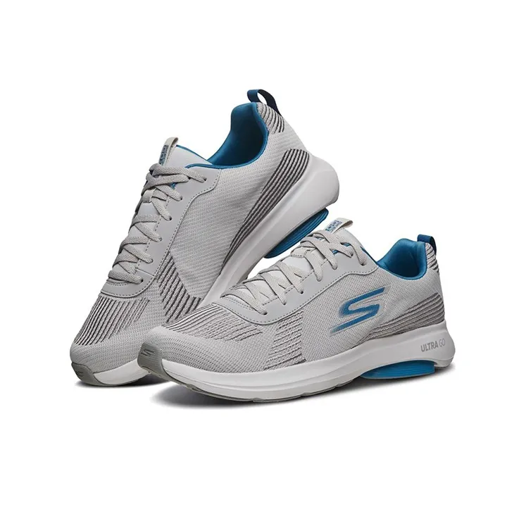 Skechers GO RUN Vis Teck Cushioning Anti-Slip And Wear-Resistant Low-Top Casual Shoes Men's Gray Blue-2
