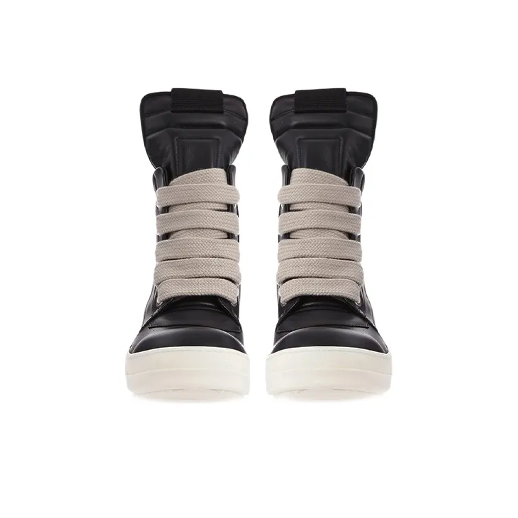 RICK OWENS/RO Fogachine High Top Stylish Skateboarding Shoes Women's Black-2