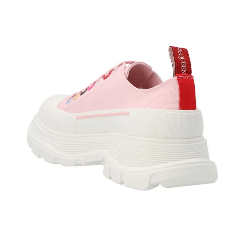 Alexander McQueen Tread Slick Low Lace Up 'Pink Multicolor' Women's-2