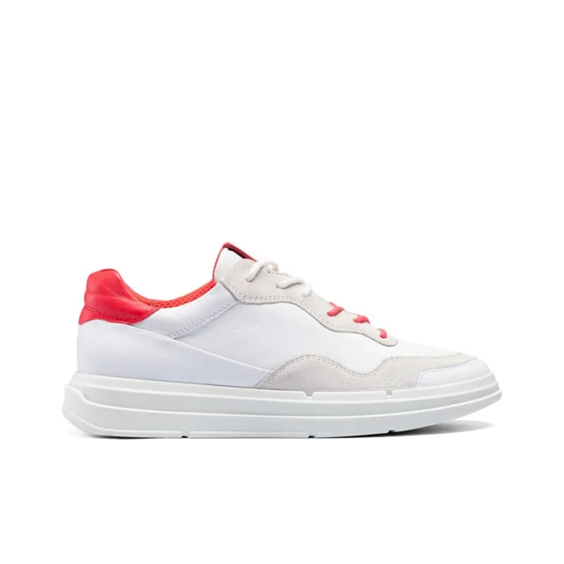 Ecco Softly Cool X Stylish Skateboarding Shoes Women's Gray Red-1