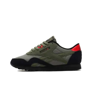 Reebok Classic Nylon Running Shoes Unisex Low Top Olive Green/Black