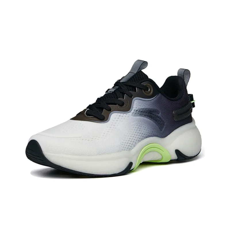 Anta Cushioned Slip-Resistant Abrasion-Resistant Low-Top Running Shoes Men's White Black-1