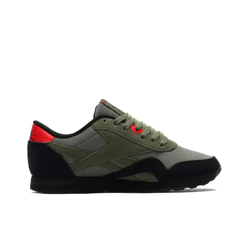 Reebok Classic Nylon Running Shoes Unisex Low Top Olive Green/Black-1