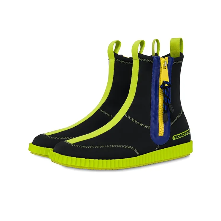 MOSCHINO Ankle Boots Men High Top Black Green-2