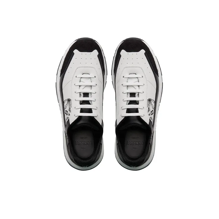 BERLUTI Pulse Abrasion Resistant Low Top Casual Shoes Men Black White-3