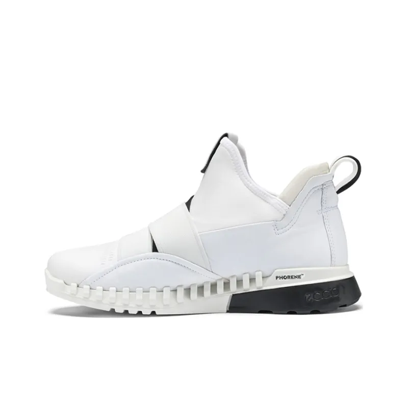 Ecco Cool Flying Cushioned Wear Resistant Coverage High Top Casual Shoes Women's White-0