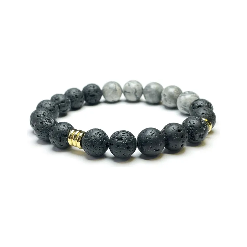 MOUNTAINS AND MANS Volcanic Stone, Map Stone, Titanium Steel Bracelets Unisex-8