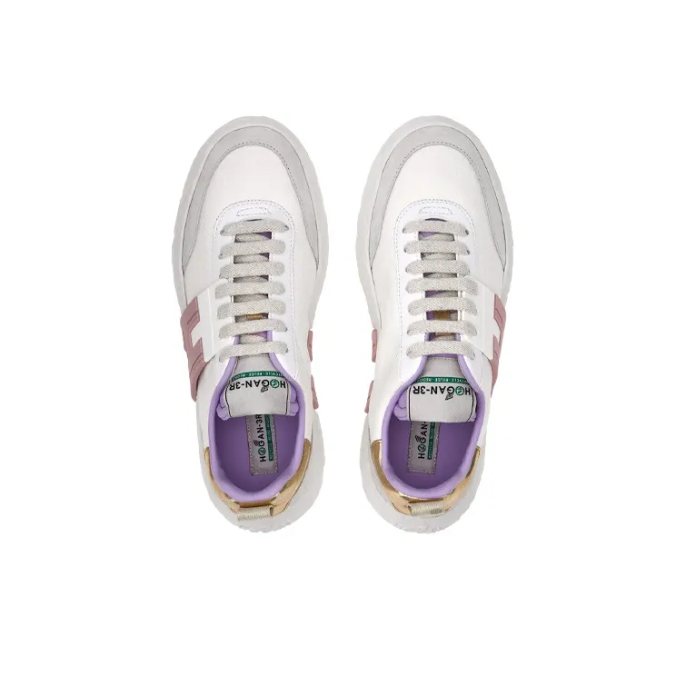 HOGAN 3R Slip Resistant Low Top Sports Casual Shoes Women's White Pink Gold-4