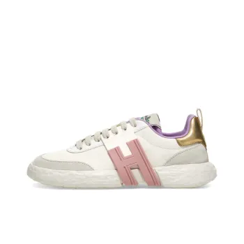 HOGAN 3R Slip Resistant Low Top Sports Casual Shoes Women's White Pink Gold