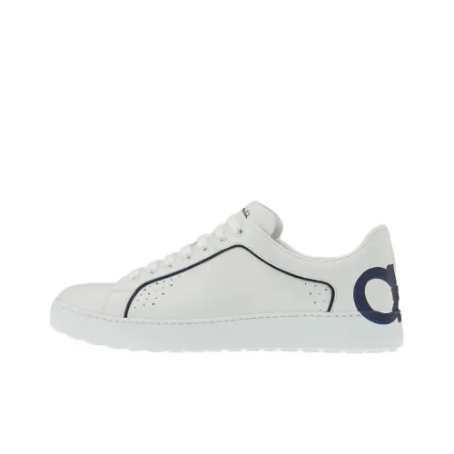 Ferragamo Gancini Skateboard Shoes Men Low-Top White/Blue