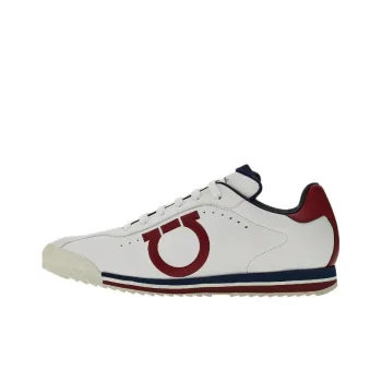 FERRAGAMO GANCINI Shock Absorbers Slip Resistant, Abrasion Resistant, Breathable Low Top Casual Shoes Men's White Red