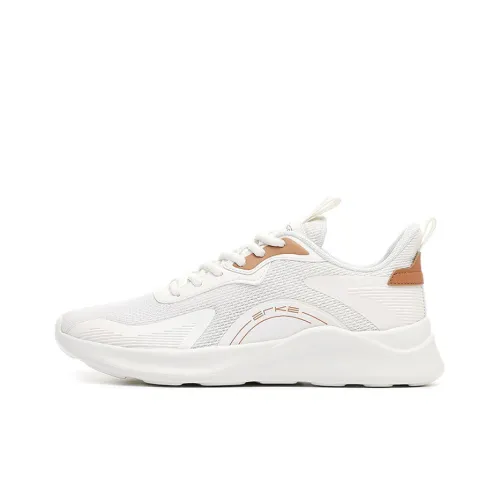 Erke Breathable Lightweight And Wear-Resistant Low-Top Running Shoes Men's White Brown