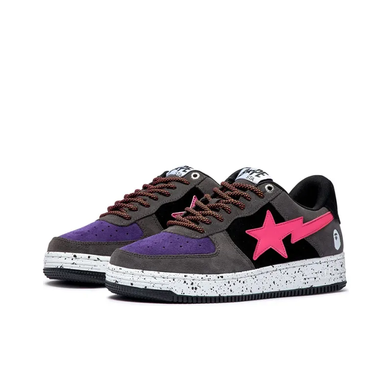 A BATHING APE STA Stylish Skateboarding Shoes Women's Gray Pink Contrast-1