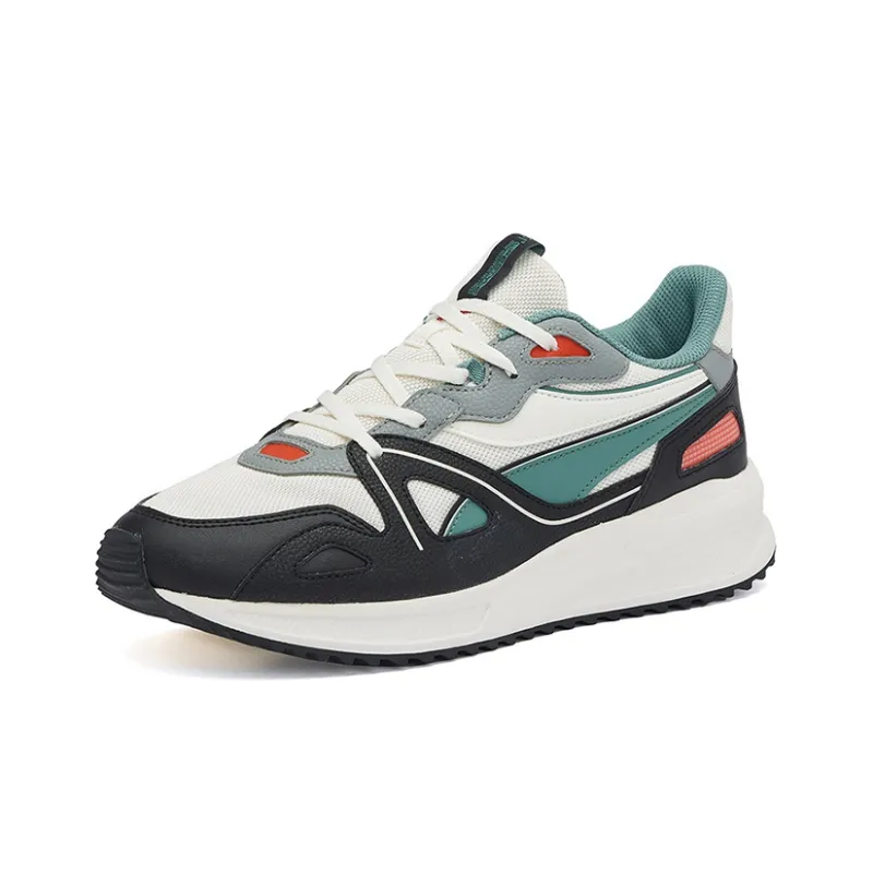 361° Abrasion Resistant Low Top Sports Casual Shoes Men's White Black Green-1