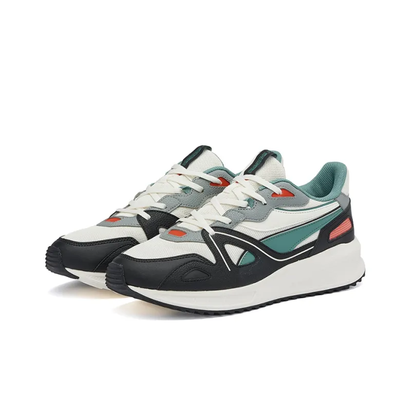 361° Abrasion Resistant Low Top Sports Casual Shoes Men's White Black Green-2