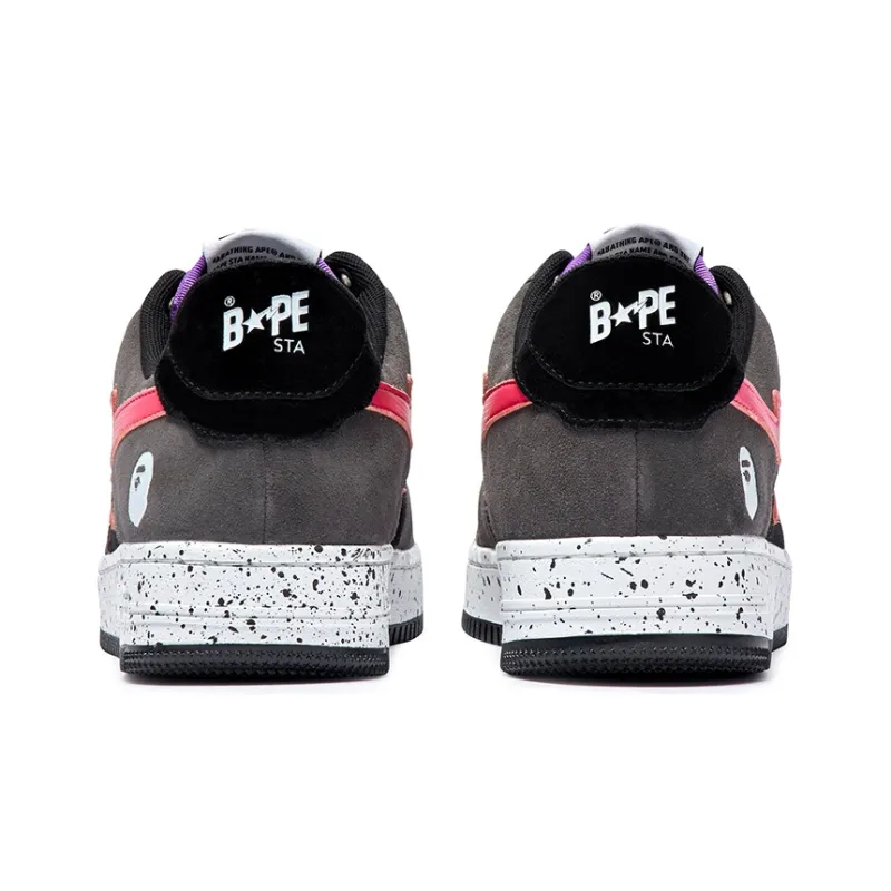 A BATHING APE STA Stylish Skateboarding Shoes Women's Gray Pink Contrast-2