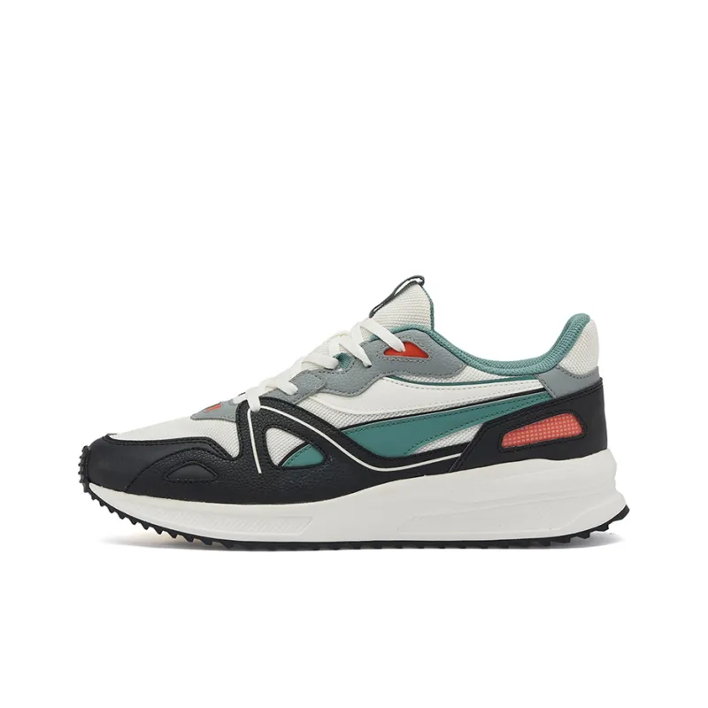 361° Abrasion Resistant Low Top Sports Casual Shoes Men's White Black Green-0