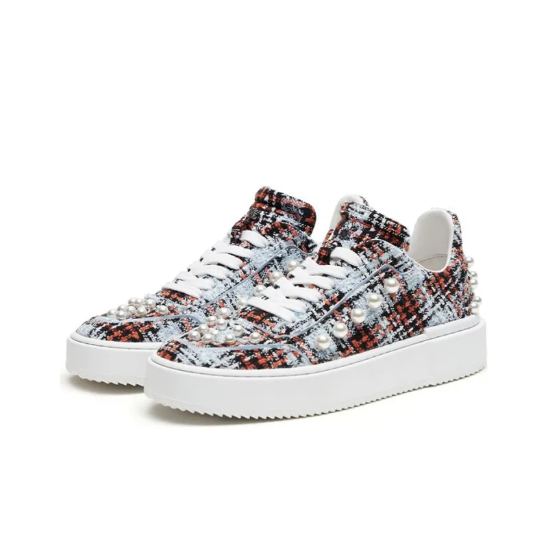 Stuart Weitzman Skateboard Shoes Women's Low-Top Blue Red-2