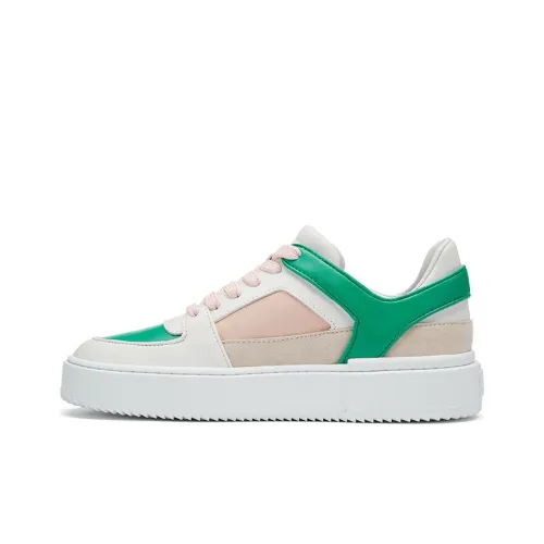 Stuart Weitzman Skateboard Shoes Women's Low-Top White/Green/Pink