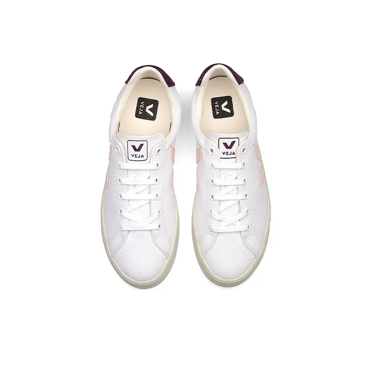 VEJA Esplar Canvas Shoes Unisex Low-Top White/Pink/Purple-3