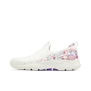 Skechers Go Walk 6 Cushioning Anti-Slip And Wear-Resistant Low-Top Casual Shoes Women's White Multicolor